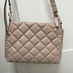 Valentino Garavani Taupe Studded Shoulder Bag